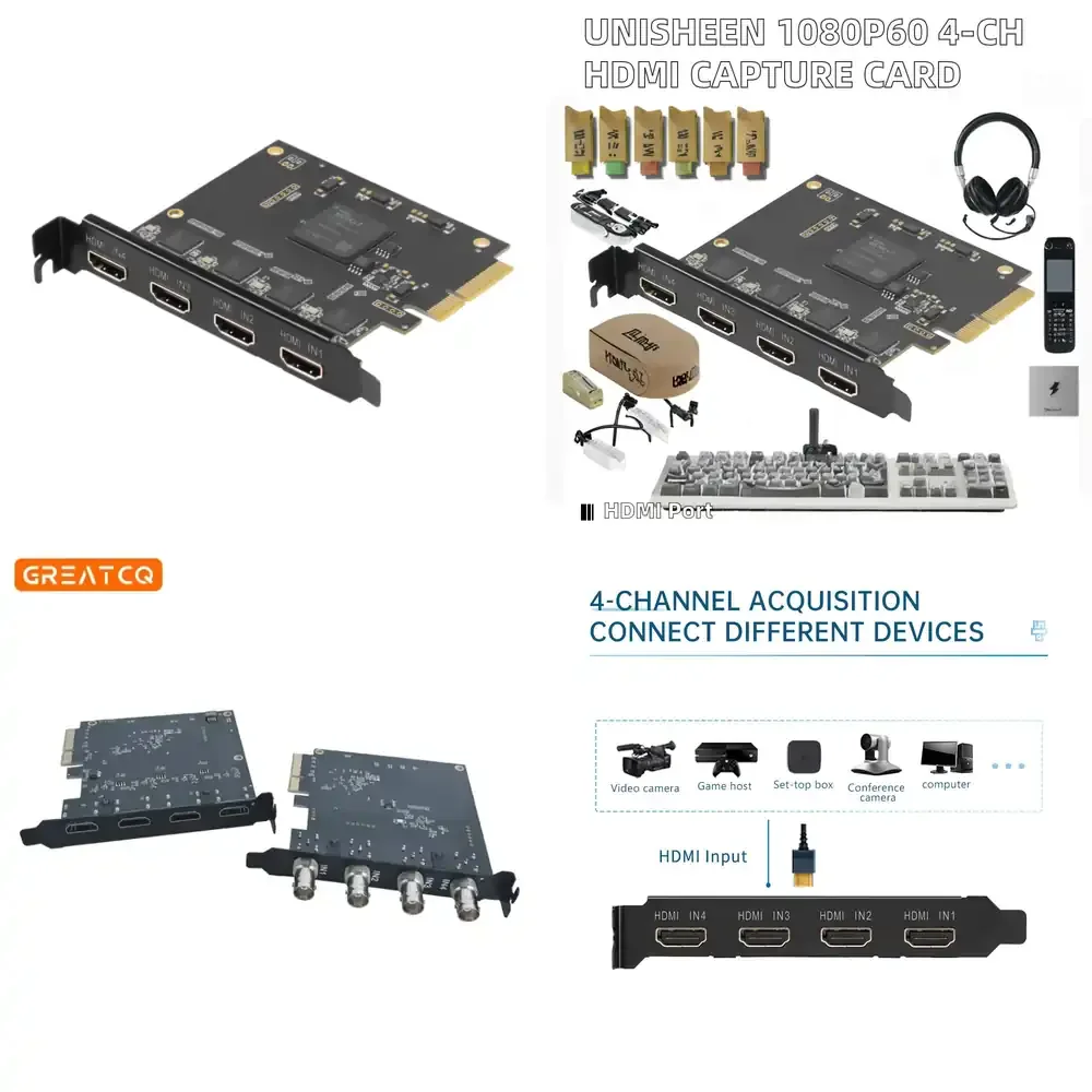 1080p60 Recording Video Capture Card 4-Channel for OBS Streaming PCIe Compatible with Win10/Linux Game Streaming Equipment