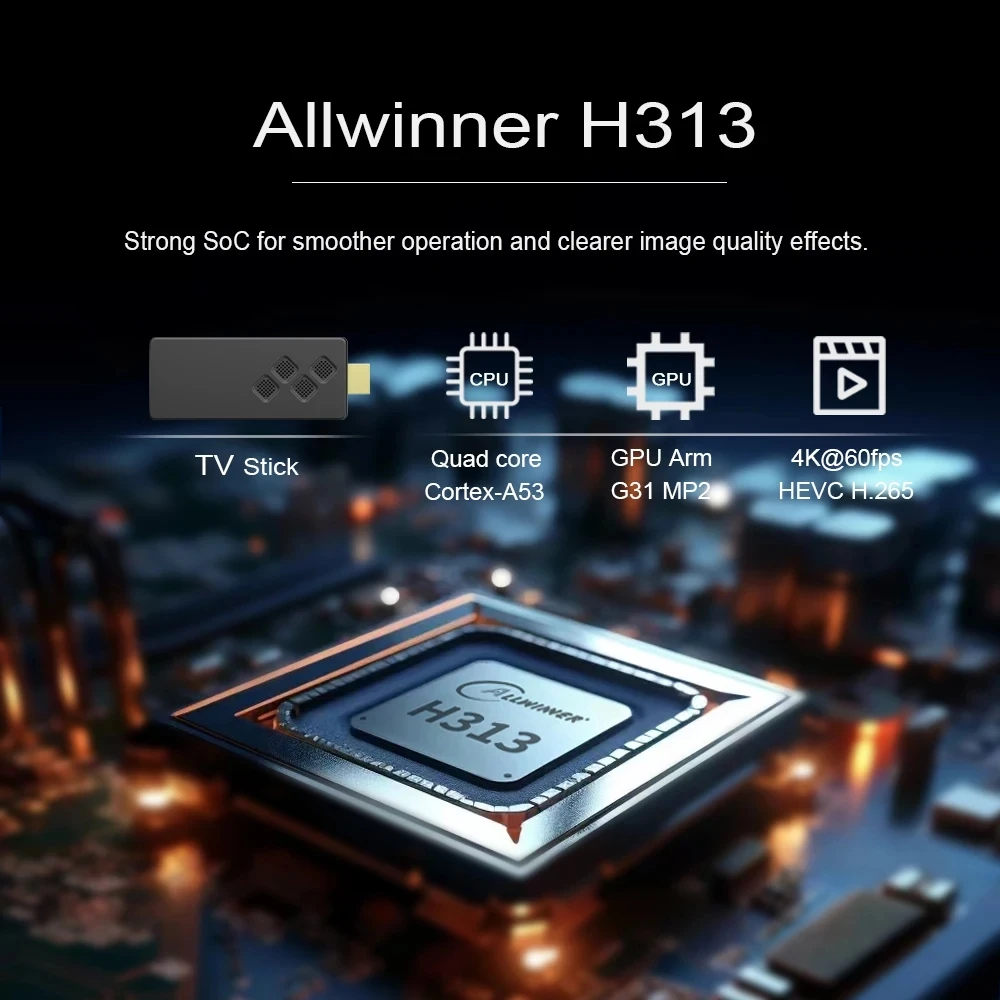 Android 13 Q2 4k HDMI-compatible 5G WiFi Receiver smart TV Stick Allwinner H313 Mali G31 MP2 2GB RAM  infrared remote control