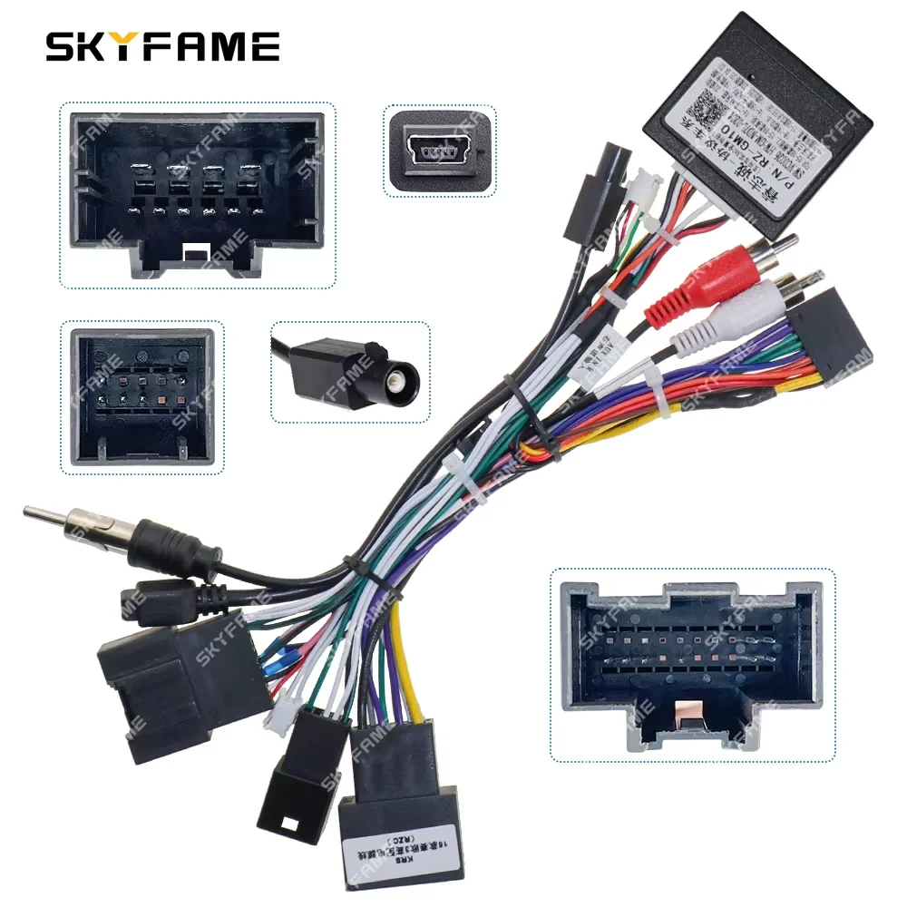 SKYFAME Car 16pin Wiring Harness Adapter Canbus Box Decoder Android Power Cable For Chevrolet Sail 3 Buick Excelle Spark