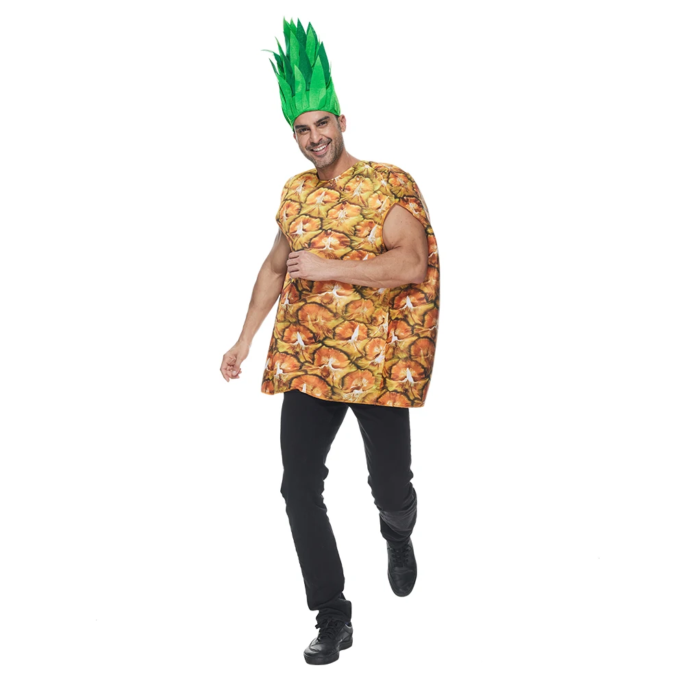 Adults Funny Pineapple Costume Halloween Cute Fruit Dress up Carnival Easter Purim Fancy Dress