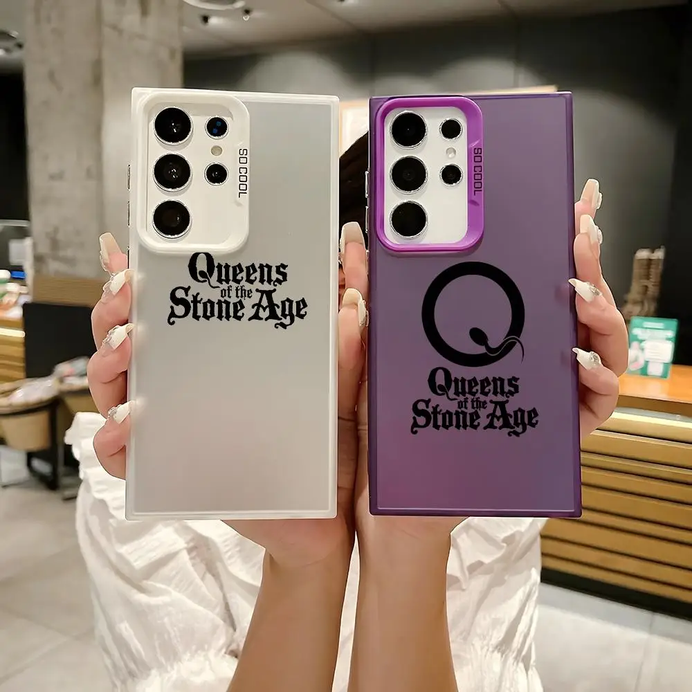 Band Q-Queens Of The Stone Age Phone Case For Samsung Galaxy S25 Edge S24 S23 S22 S21 S20 Ultra Funda Silicone Silver Phone Case