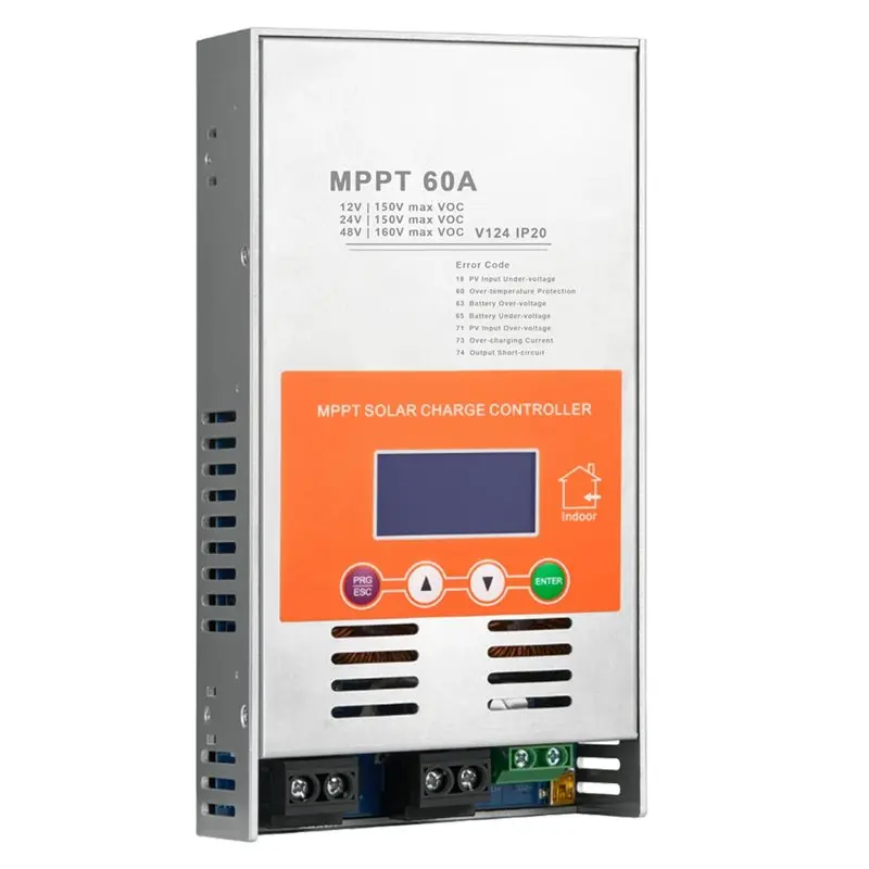 Усовершенствованный контроллер заряда солнечных батарей MPPT 60A 12В 24В 48В V124 для свинцово-кислотных или литиевых ак