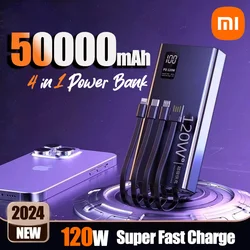 Xiaomi-cargador de batería portátil de alta capacidad, 120W, 50000mAh, 4 en 1, carga rápida, para iPhone, Samsung, Huawei