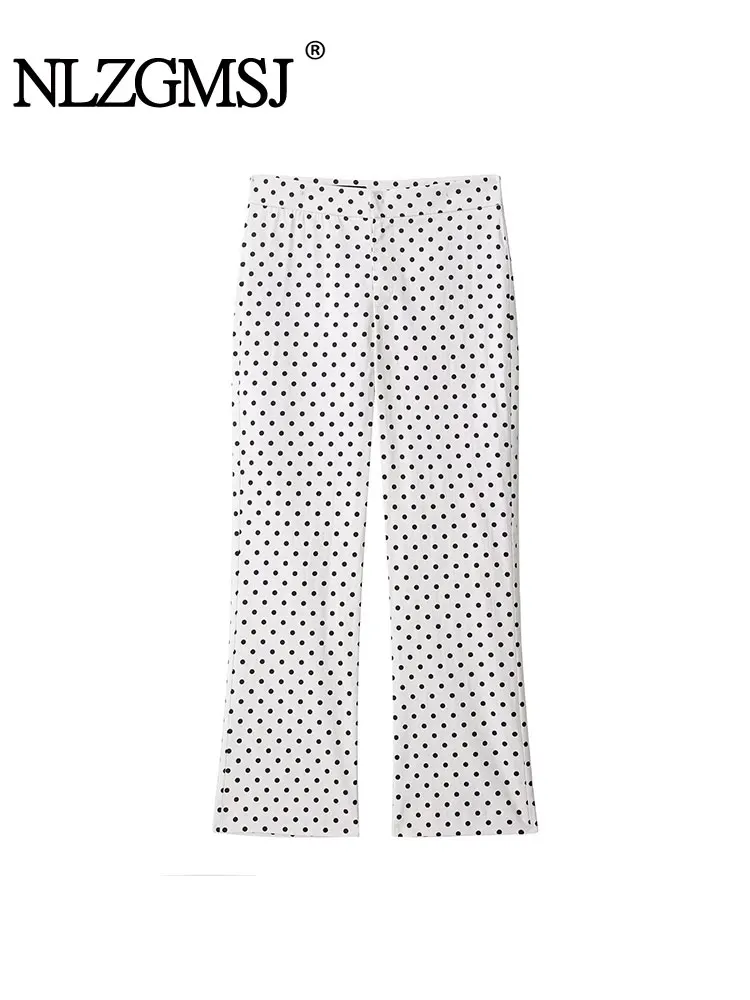 NLZGMSJ pantalon femme à pois pantalon de bureau pour femme Baggy avec pantalon femme décontracté Streetwear pantalon femme