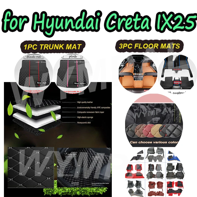

LUXURY For Hyundai Creta IX25 2019 2018 2017 2016 2015 Car Floor Mats Styling Decoration Protect Auto Accessories Carpets