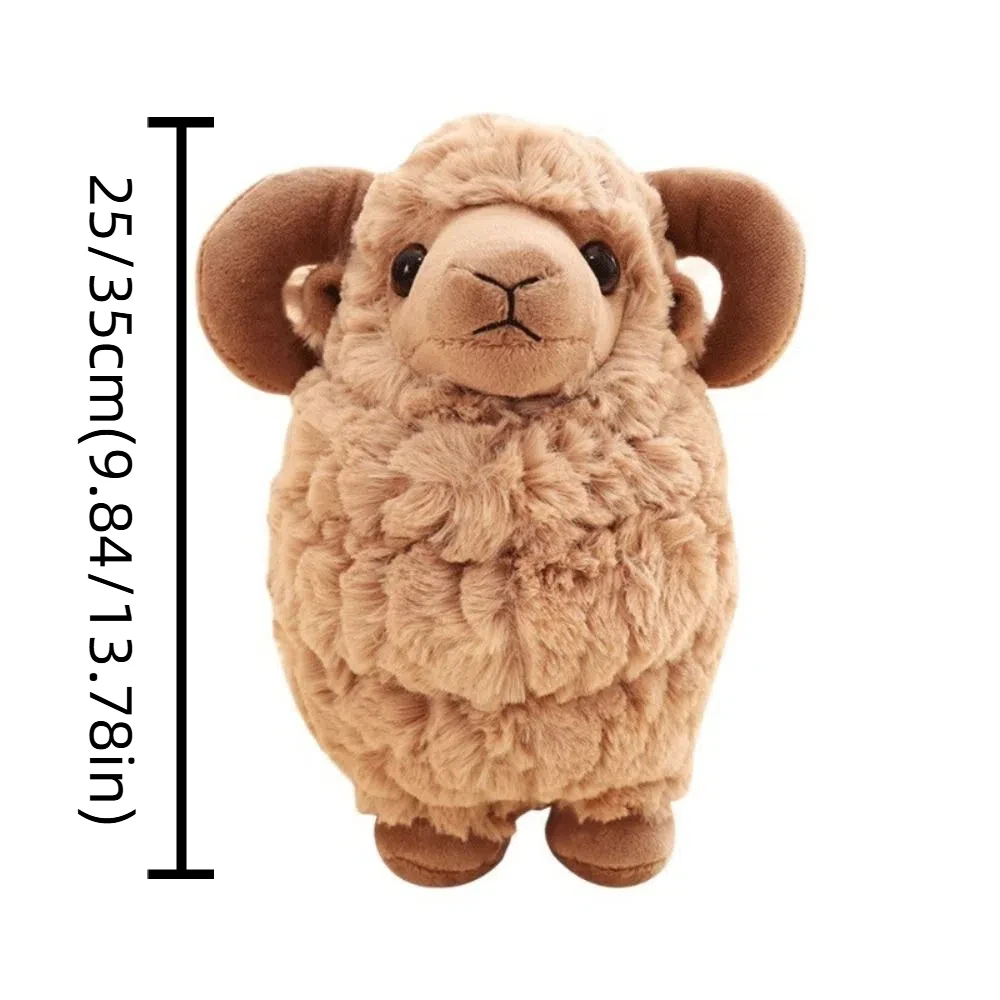 Muñeco de peluche de cabra para bebé con cuernos grandes, 25/35cm, oveja esponjosa, juguetes de peluche de algodón PP, llavero de cabra para bebé, regalo para niños