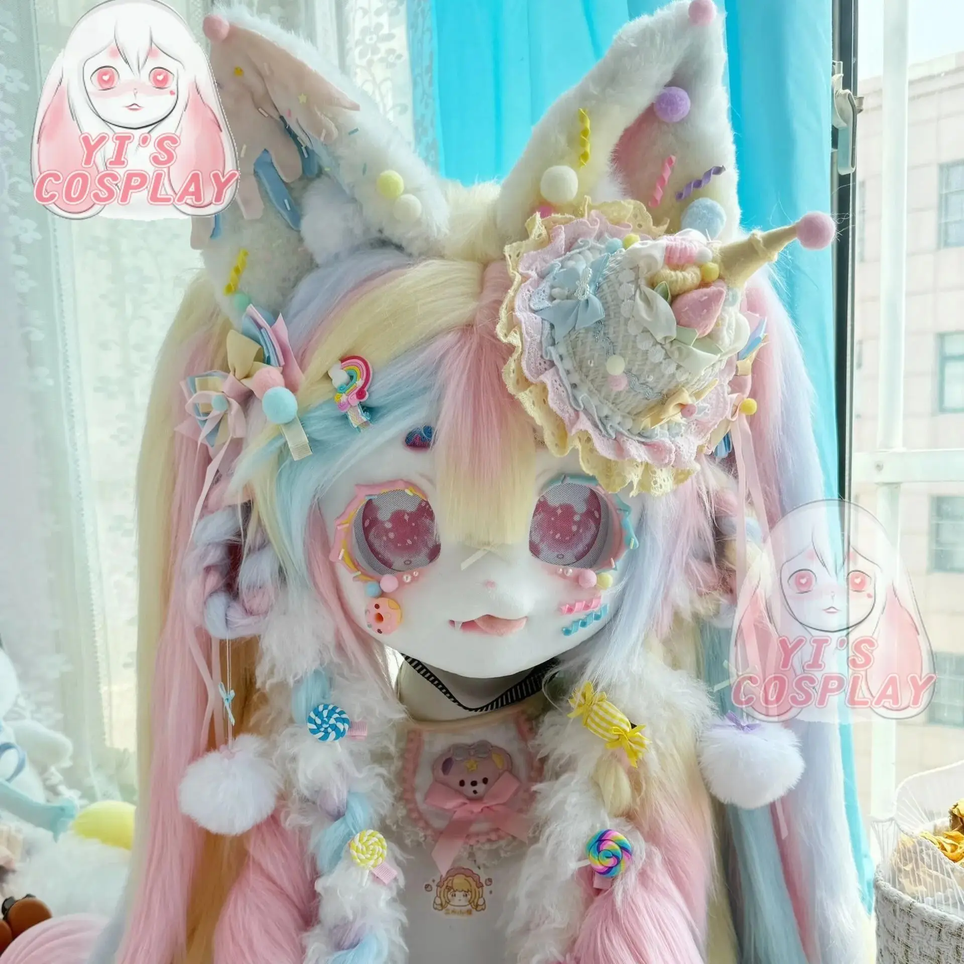 河妖工房製 全頭面 トリビー 顔交換 着ぐるみ　マスク　コスプレkigurumi 全頭面 イレイナ マスク コスプレ 河妖工房 着ぐるみ 顔交換kigurumi