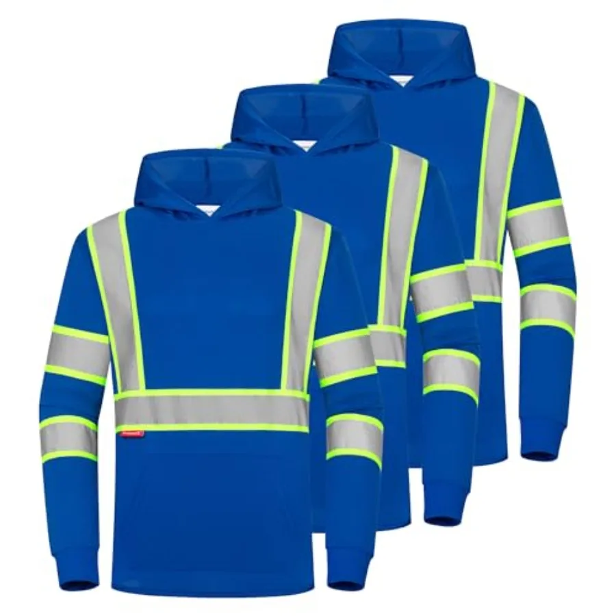 

ProtectX 3-Pack Men's High Visibility Heavy Duty Breathable Long Sleeve Reflective Safety T-Shirts for Work Construction