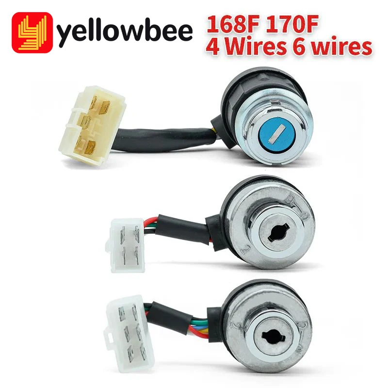 Gasoline Generator Electric Door Lock For 168F 170F 4 Wires 6 wires 2-8KW Gasoline Engine Accessories Start Switch Key