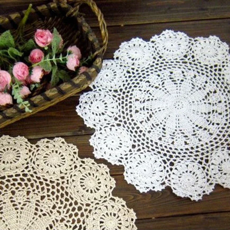 

White Round Crochet Table Cloth Handmade Lace Tablecloth Vintage Hand Tablecloth Crochet White Beige Color