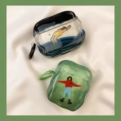 Green Background Lawn Lay Flat Oil Painting Wireless Bluetooth Headphone Case for Airpods1/2/3/pro Fashion Earphone Accessories