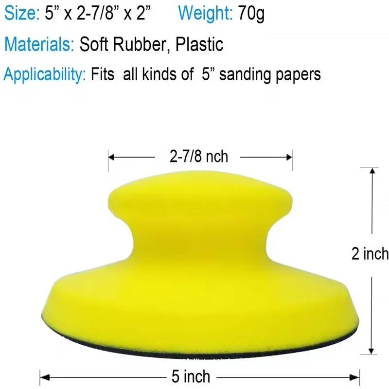 Hot Selling 200 Pcs/1 Carton 5 Inch Round Hand Sanding Block With Sticking Sandpaper to Polish and Buff Automotive