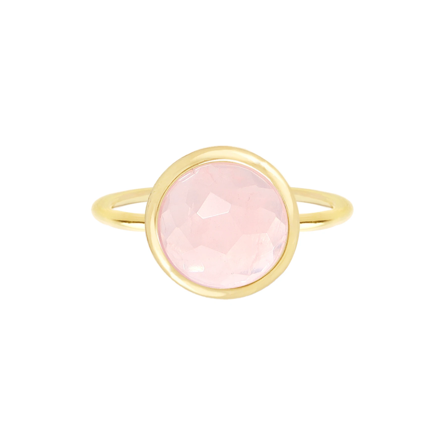 Anillo de Piruleta de cuarzo rosa, joyería de Navidad