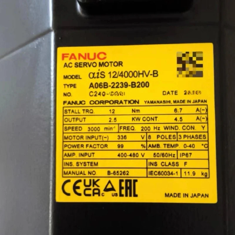 

Серводвигатель Fanuc A06B-2239-B200, протестирован, в наличии, быстрая доставка