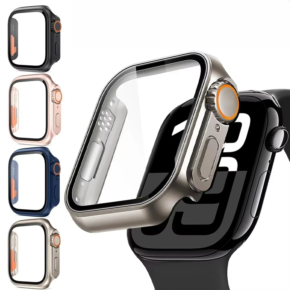 Glass+Case For Apple Watch Ultra 10 9 8 7 6 5 4 SE Screen Protector Change Bumper Cover For iWatch 44mm 46mm 45mm 41mm 42mm 40mm