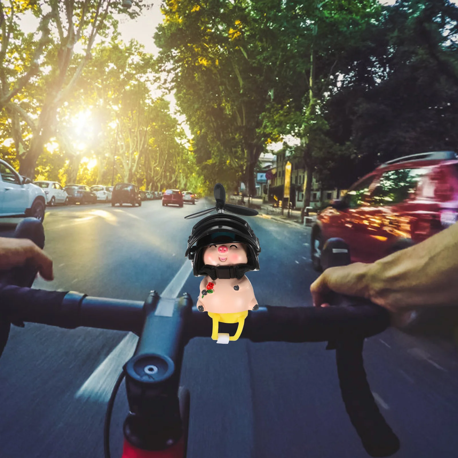 

Pig Propeller Bike Handlebar Decoration Lightweight Silicone Motorcycle Front Ornament Car Camping Decor Handlebar Propeller