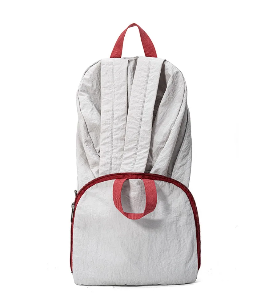 Solid color retro simple student schoolbag foldable lightweight leisure travel backpack versatile outdoor sports backpack