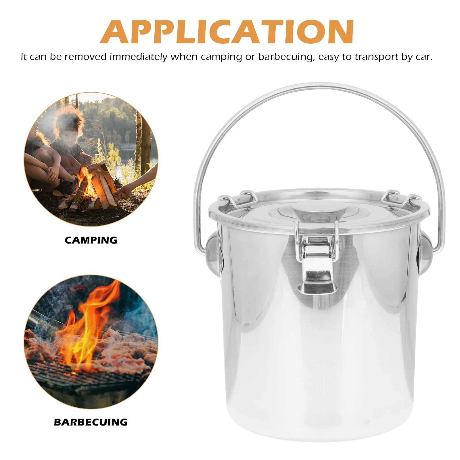 دلو مختوم من الفولاذ المقاوم للصدأ الفاخر محكم لتخزين المطبخ المحمول للتخييم وإطفاء الحريق وحاوية المياه الخارجية #6