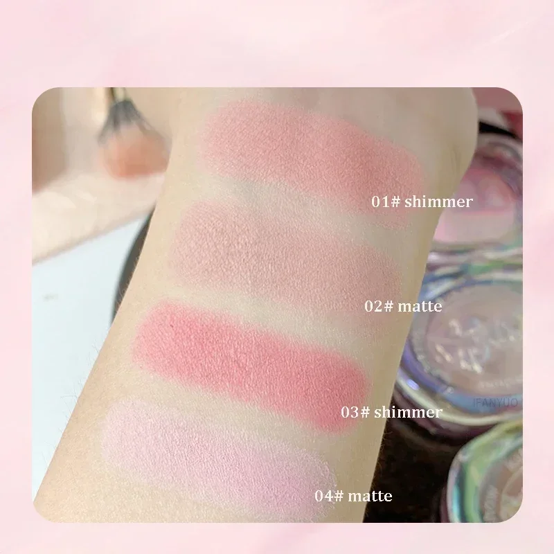 Peach Blush Girls' Gradual Powder Blusher Palette Crystal Shell Cosmetics Face Cheek Contour Blush Cream Makeup Rouge