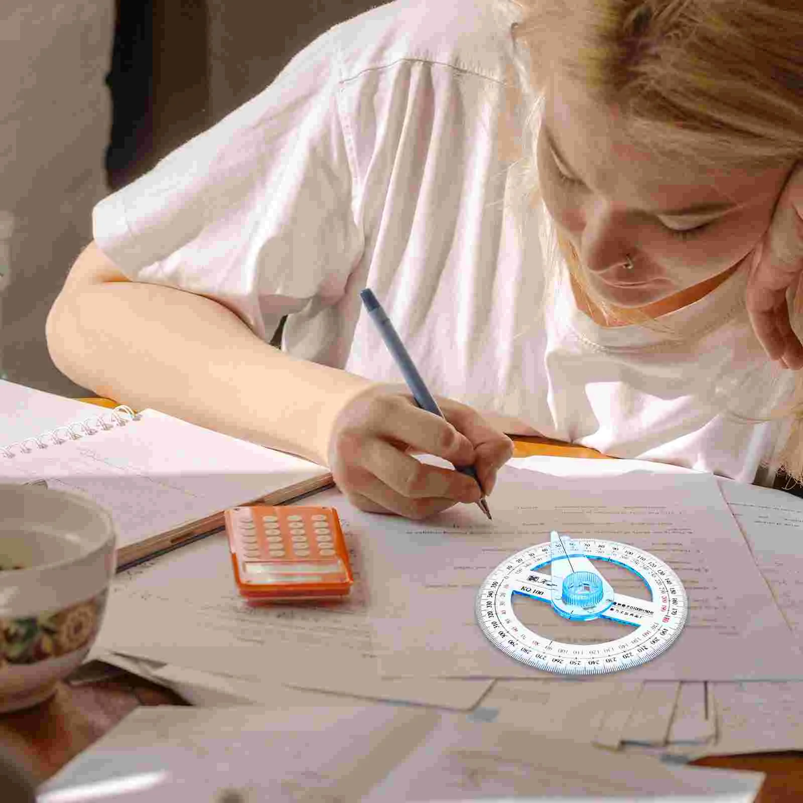 4 Pcs Protractor Map Drafting Ruler Major Plastic Circle Geometry Math 360 Degree Student Use for Tool Swing Arm Angle