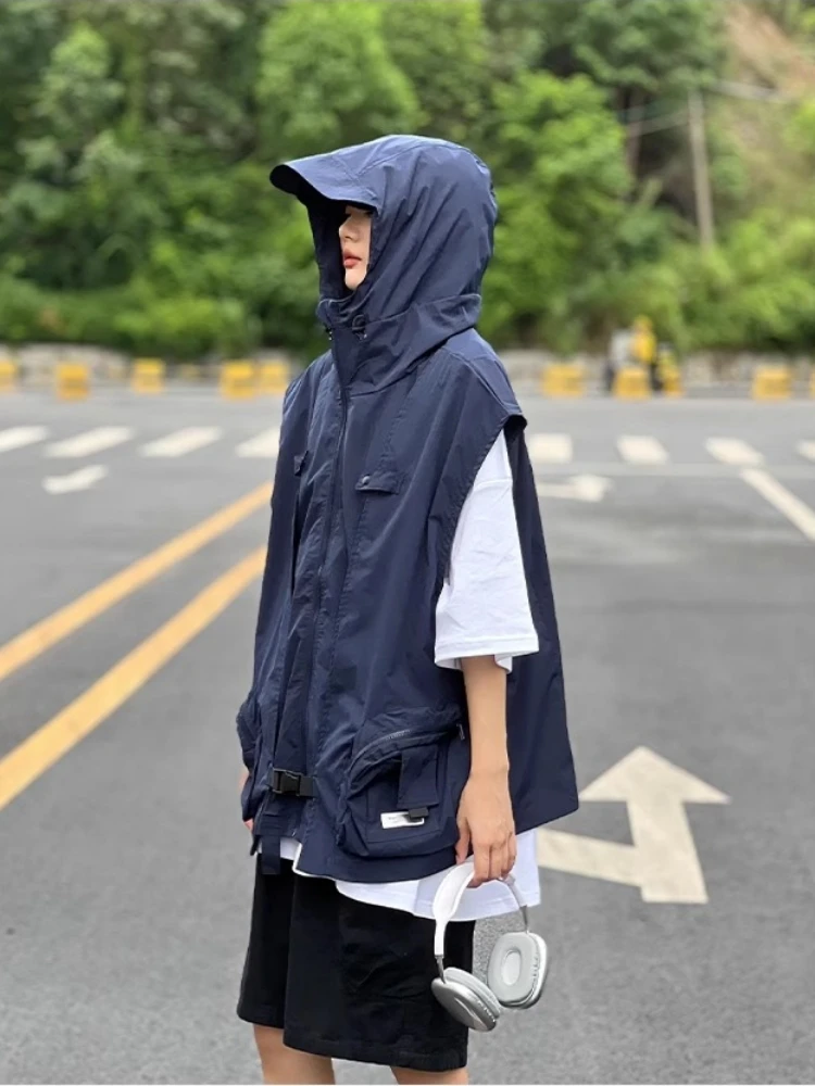 

Outdoor Casual Fiing Vest Men's Thin Breathable Waterproof Clothing Functional Lightweight Hooded Jaet Polyester Fiber Su...