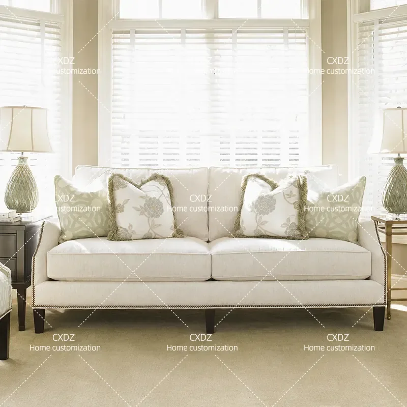 Fabric Sofa Single Double Three Seater Small Apartment Rural Pastoral Style Simple Living Room Furniture Combination