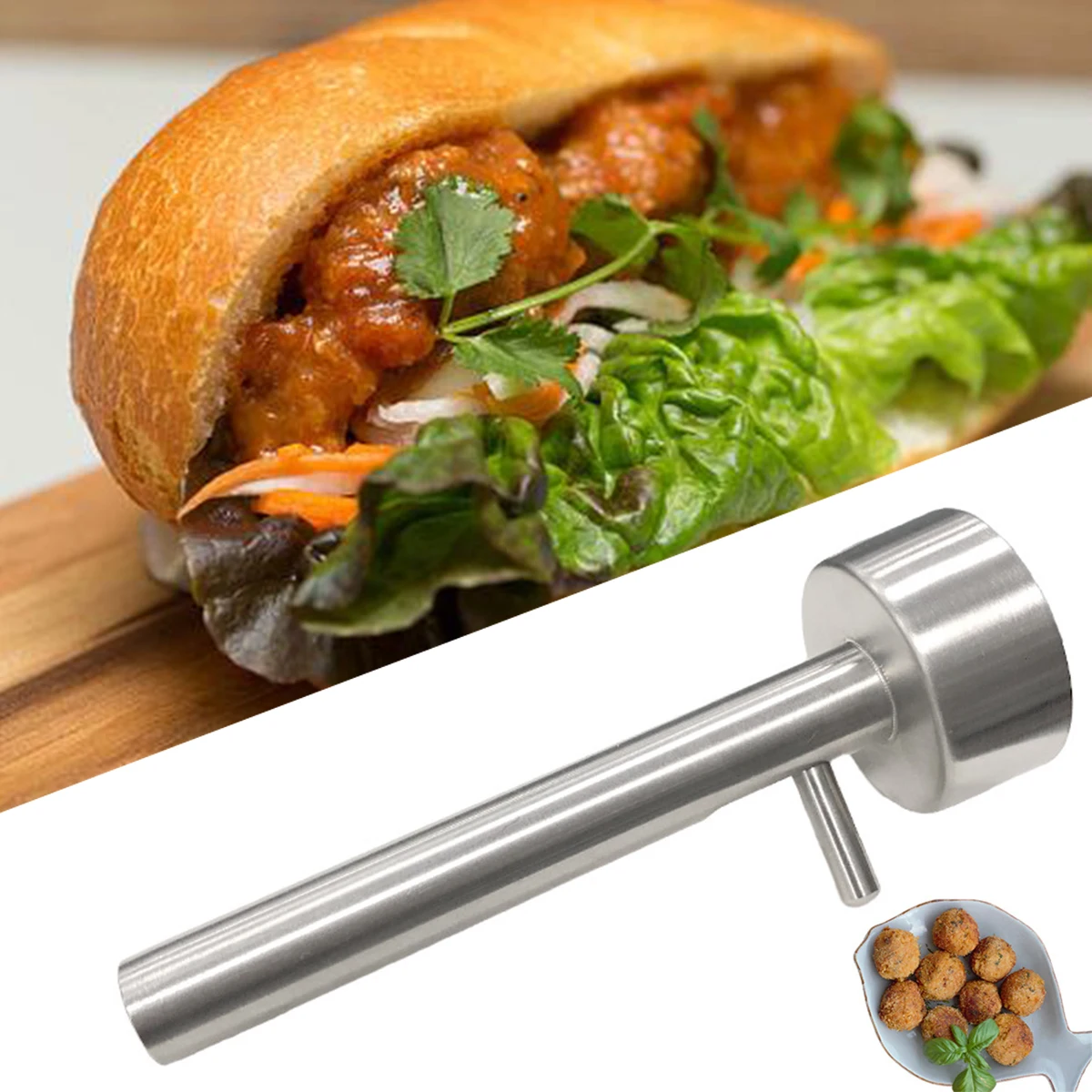 أدوات صانع مغرفة كرات اللحم من الفولاذ المقاوم للصدأ صانع فلافل احترافي مغرفة غير لزجة قالب فلافل أدوات المطبخ #2