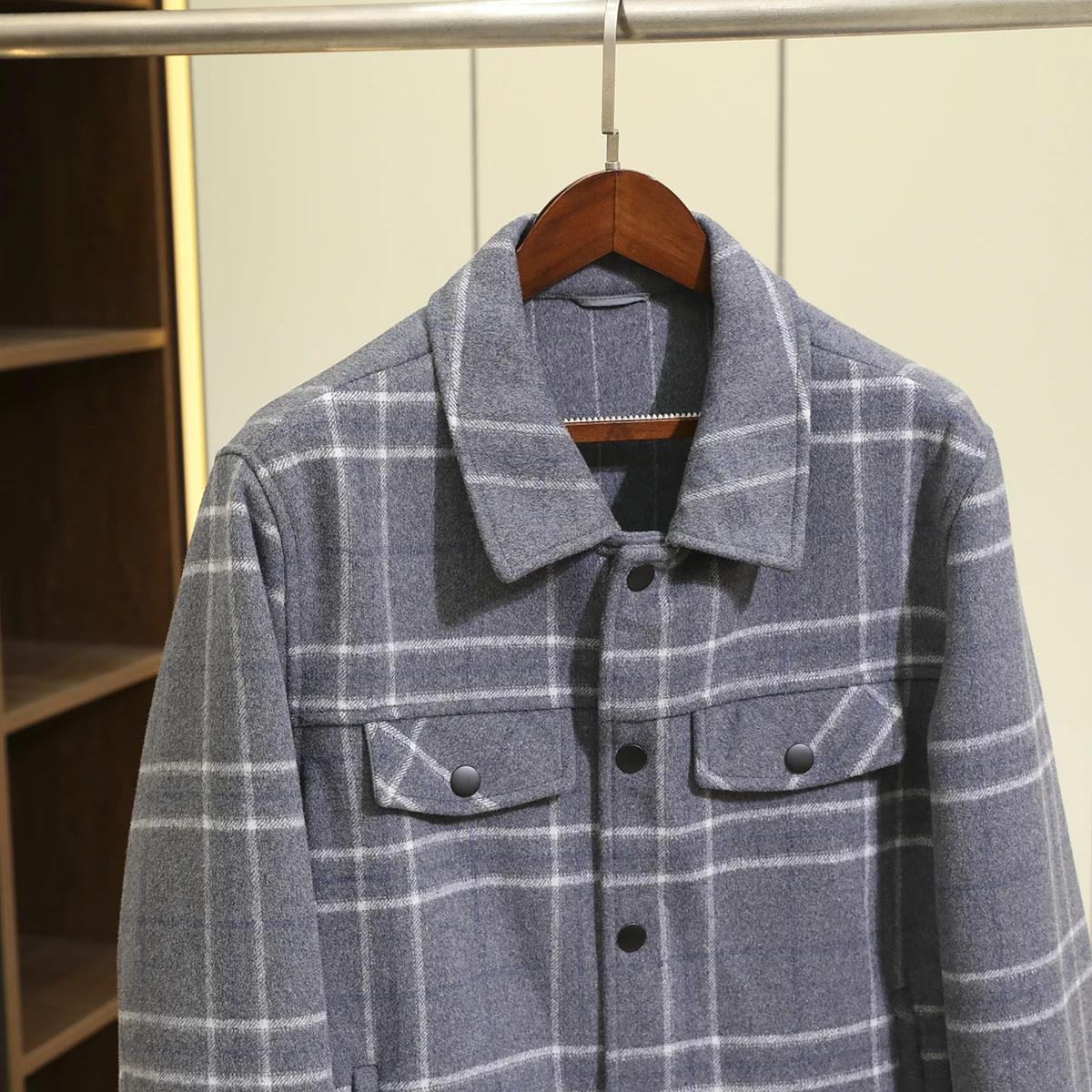 

Faionable Plaid Camere Woolen Jaet for Men Stand Fit Handmade Warm Outerwear Casual Sle Autumn Winter New Arrival