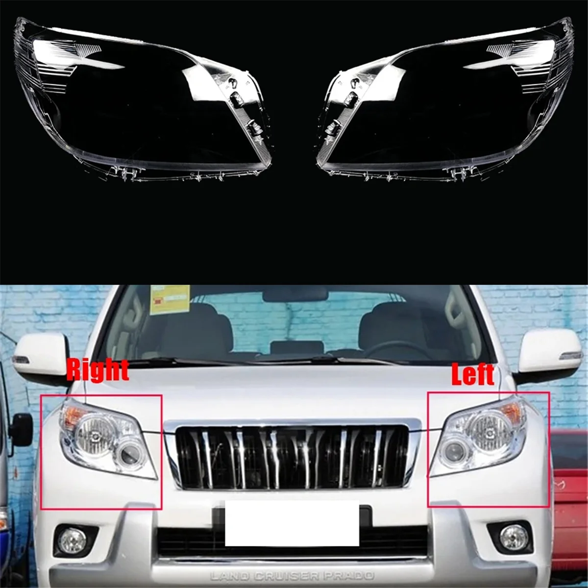 Right Car Headlight Lens Cover Head Light Lamp Lampshade Front Light Shell for Toyota Prado 2010-2013