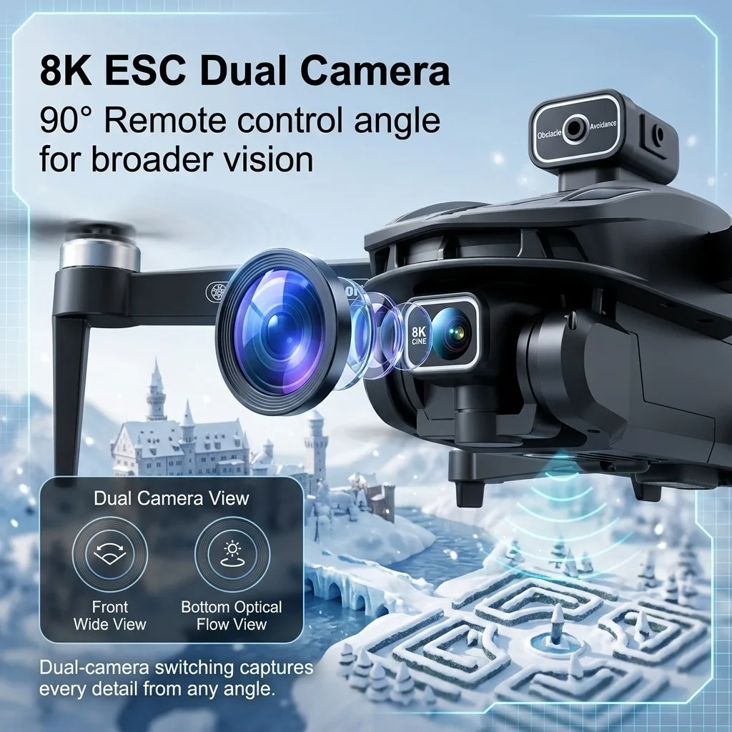 NEW V168 MAX GPS RC Professional Drone 8K  HD Camera 5G WIFI FPV 360° Obstacle Avoidance Brushless Large Screen RC Quadcopter