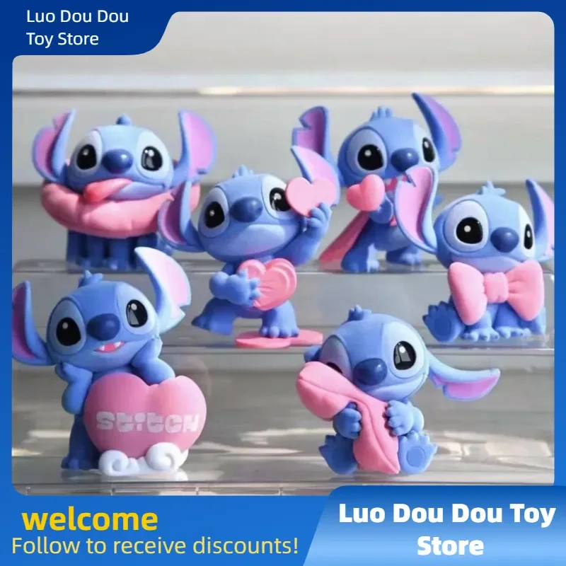 

2025 Disney Stitch Sweet Pink Series Blind Box Flocking Doll Cute Stitch Action Figure Mystery Box Surprise Collectible Toy Gift