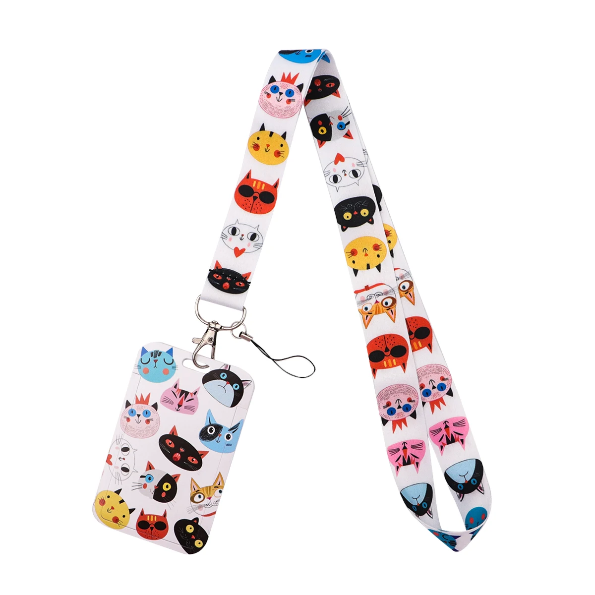Cartoon Cat Lanyard Keychain Multifunction ID Card Badge Holder Camera USB Cell Phone Neck Strap Key Ring Accessories