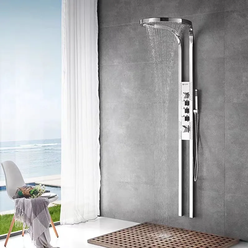 bathroom rainfall shower set waterfall rain SPA massage Jet Bath shower column mixer tap shower panel