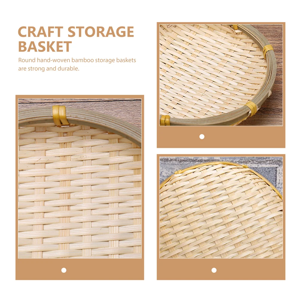 

5 Pcs Bamboo Basket Rustic Decor Baskets Bread Woven Products Desk Storage Travel Handmade