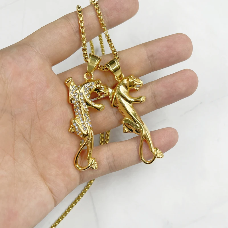 New Fashion Stainless Steel Jewelry Titanium steel Leopard Pendant With Chain Necklace,Pendant & Necklace For Man