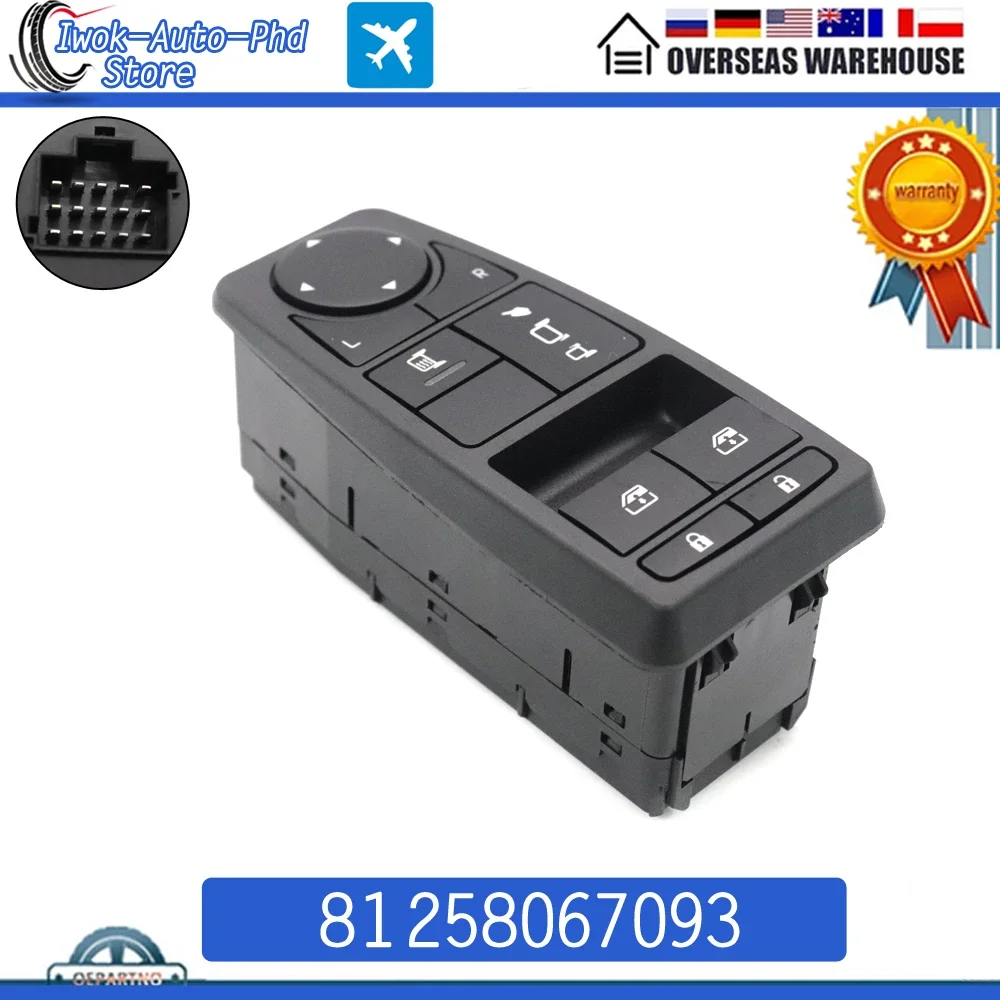

81258067093 Front Power Window Master Lifter Control Switch for MAN Truck Man TGS TGX TGL TGM LHD Driver Side