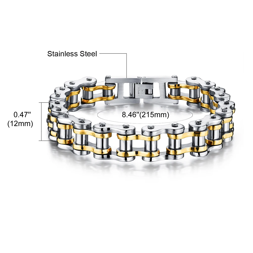 

Large Motorcycle Titanium Steel Biker Mens Link Jewelry Durable Tarnish Resistant Oxidation Proof Heavy Duty Fold Over Clasp