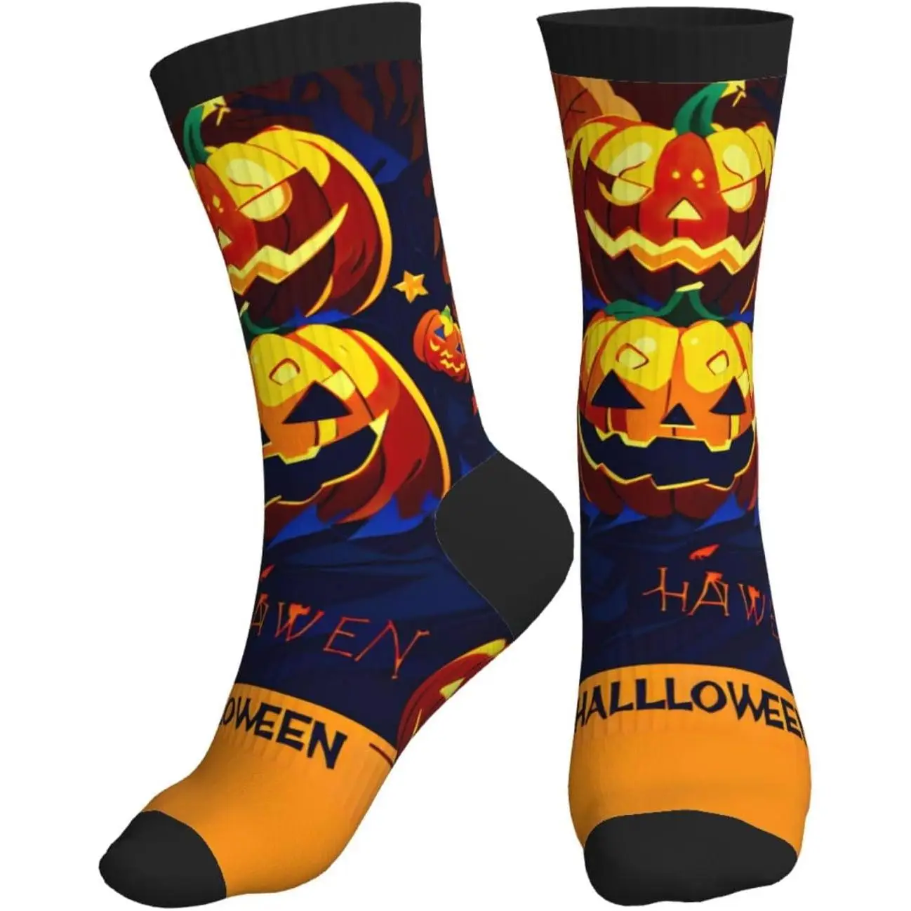 

Halloween Pumpkin print Mid tube sports socks for men and women breathable comfortable socks running Unisex Novelty Crew Socks