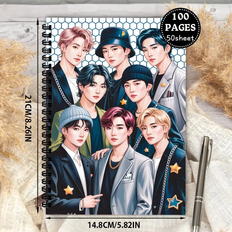 K - Pop Group Themed Spiral Notebook, Blank Sketchbook, for Lyrics, Graffiti, Planning, Gifts for Women, Friends & K - Pop Fans