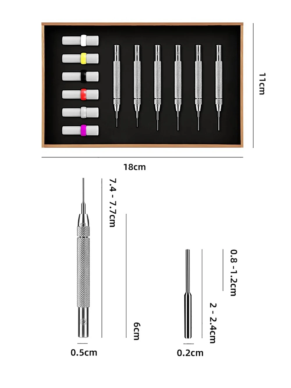 6-Piece Stainless Steel Watch Band Repair Tool Kit, Watch Link Pin Remover Punch Set