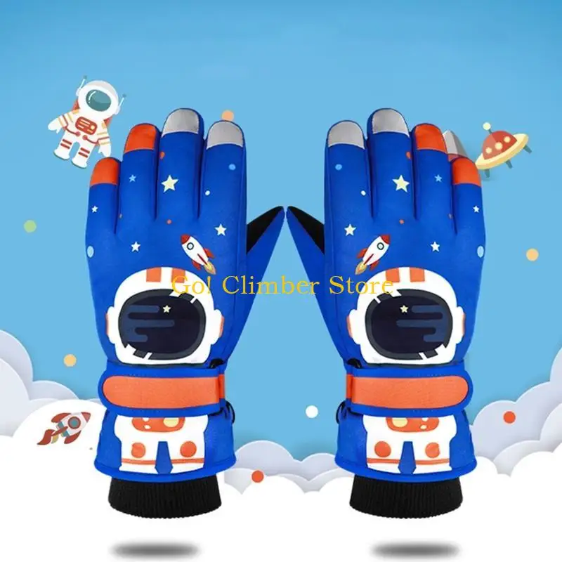 Q84C Trẻ Găng tay tuyết ấm áp Băng Mittens Phim hoạt hình ASTRONAUT IN CHO Boys Girls