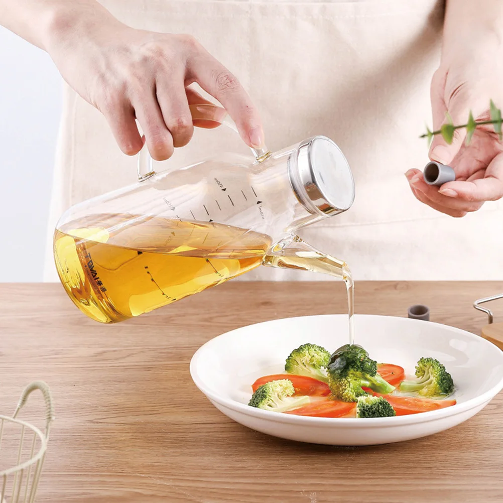 

High Borosilicate Glass Oil Can Leak-Proof Sauce Jar Stainless Steel Lid Storage for Salt Pepper Seasonings Kitchen Supplies