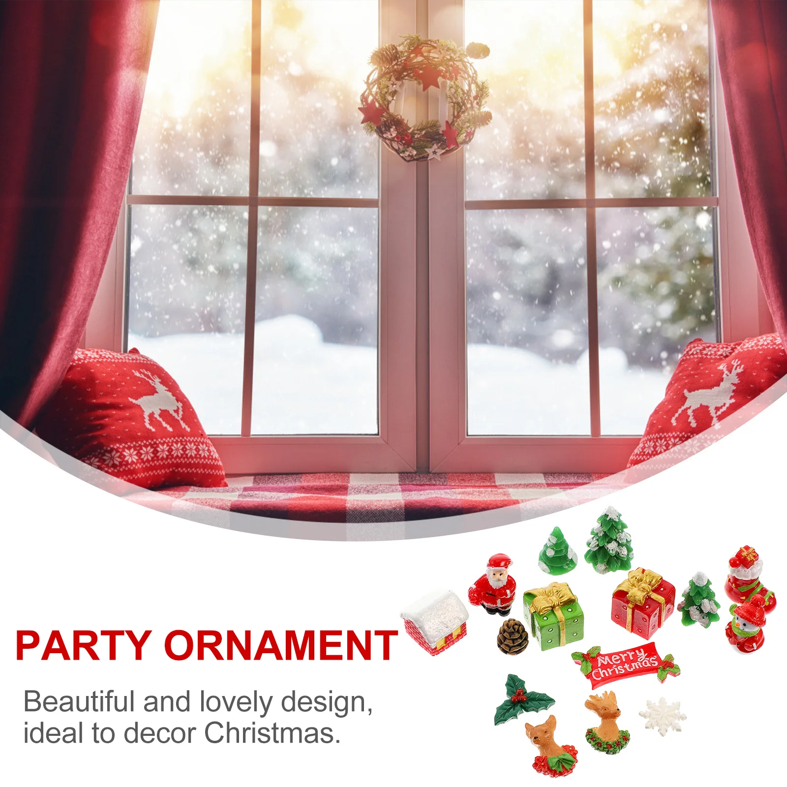 

15Pcs Christmas Resin Ornament Desktop Adornment Lovely Design Perfect for Photography Props Christmas Ornament