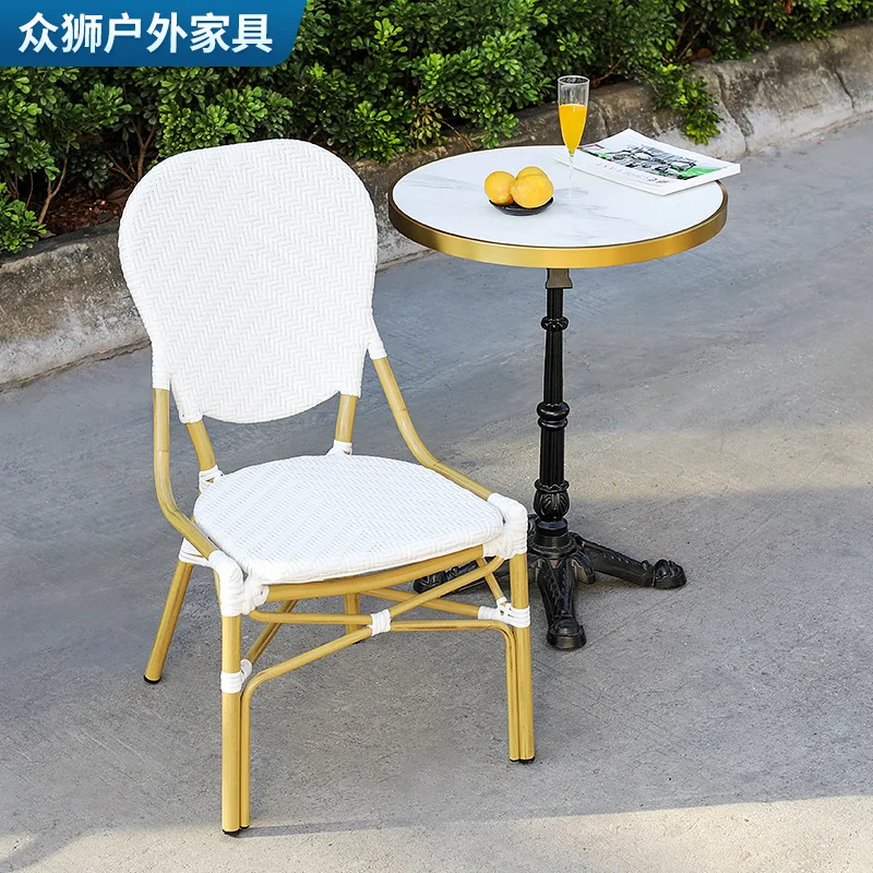 

Indoor furniture chairs Balcony rattan chairs Outdoor backrest rattan chair Designer cafe Rattan simple French rope weaving
