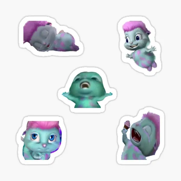 Bibble 5PCS Stickers for Decor Print Water Bottles Kid Cute Anime Stickers Luggage Room Window Funny Living Room Cartoon