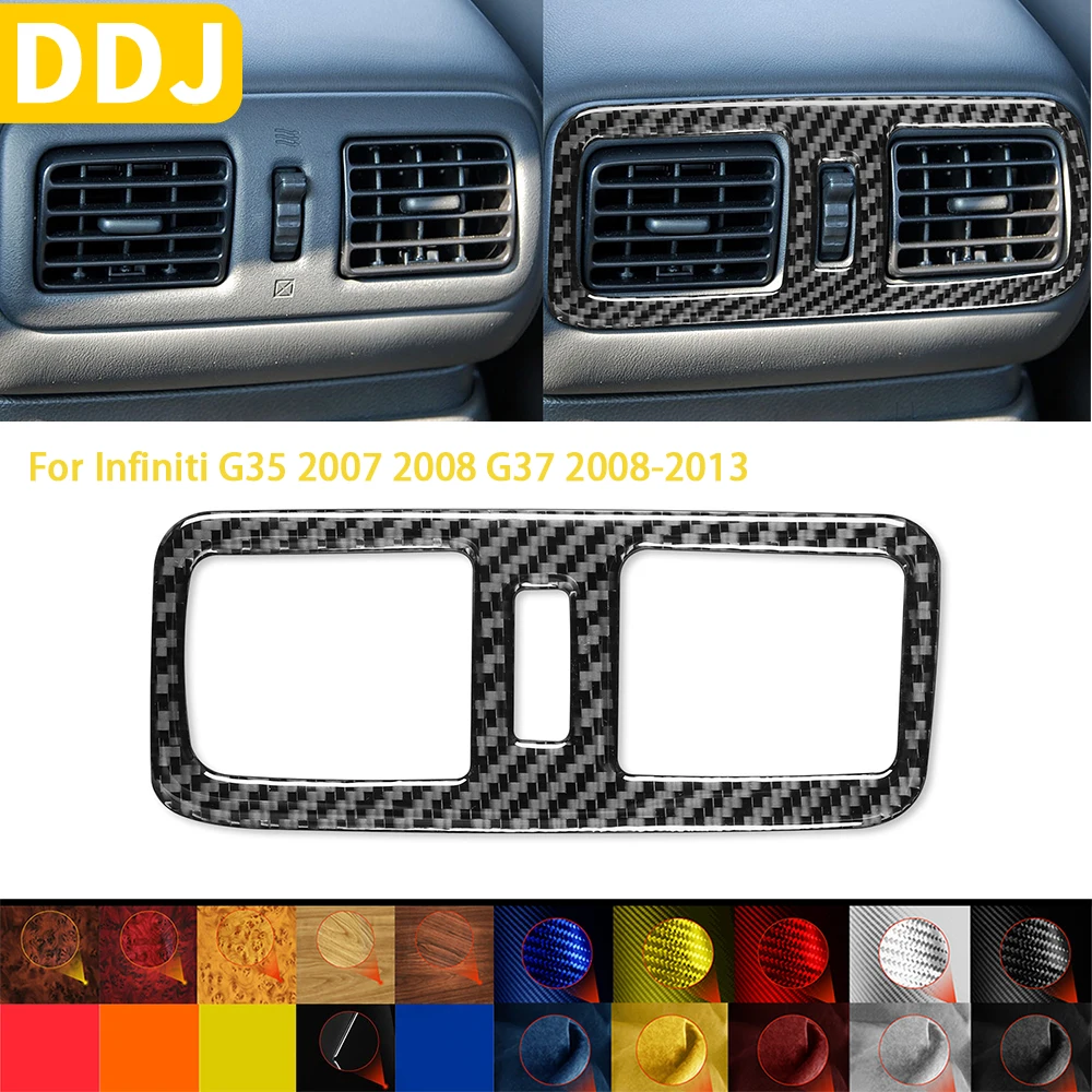 

For Infiniti G35 2007 2008 G37 2008-2013 Accessories Carbon Fiber Car Interior Rear Air Conditioning Outle Cover Trim Sticker