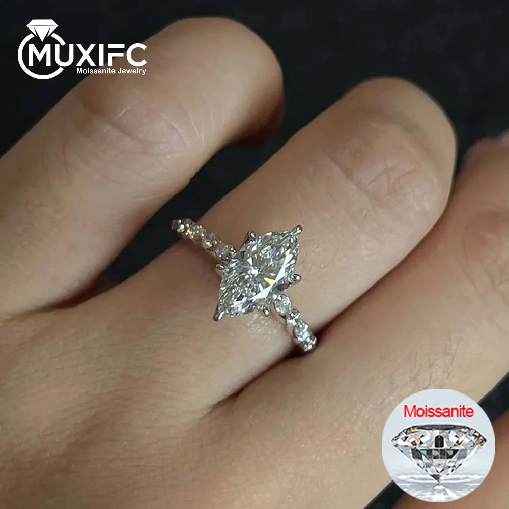 

Кольца из муассанита огранки маркизы 2 карата 3 карата с сертифицированным GRA D Color Lab Diamomd, обручальное кольцо из стерлингового серебра 925 пробы, ювелирные изделия