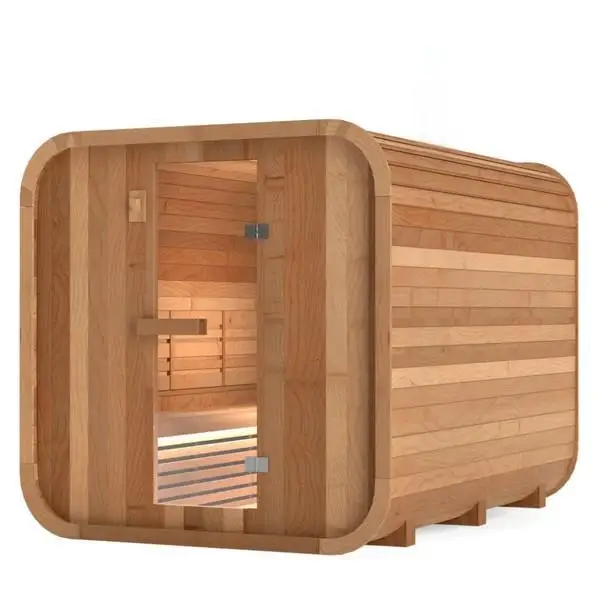 

Outdoor upscale Sequoia cube sauna