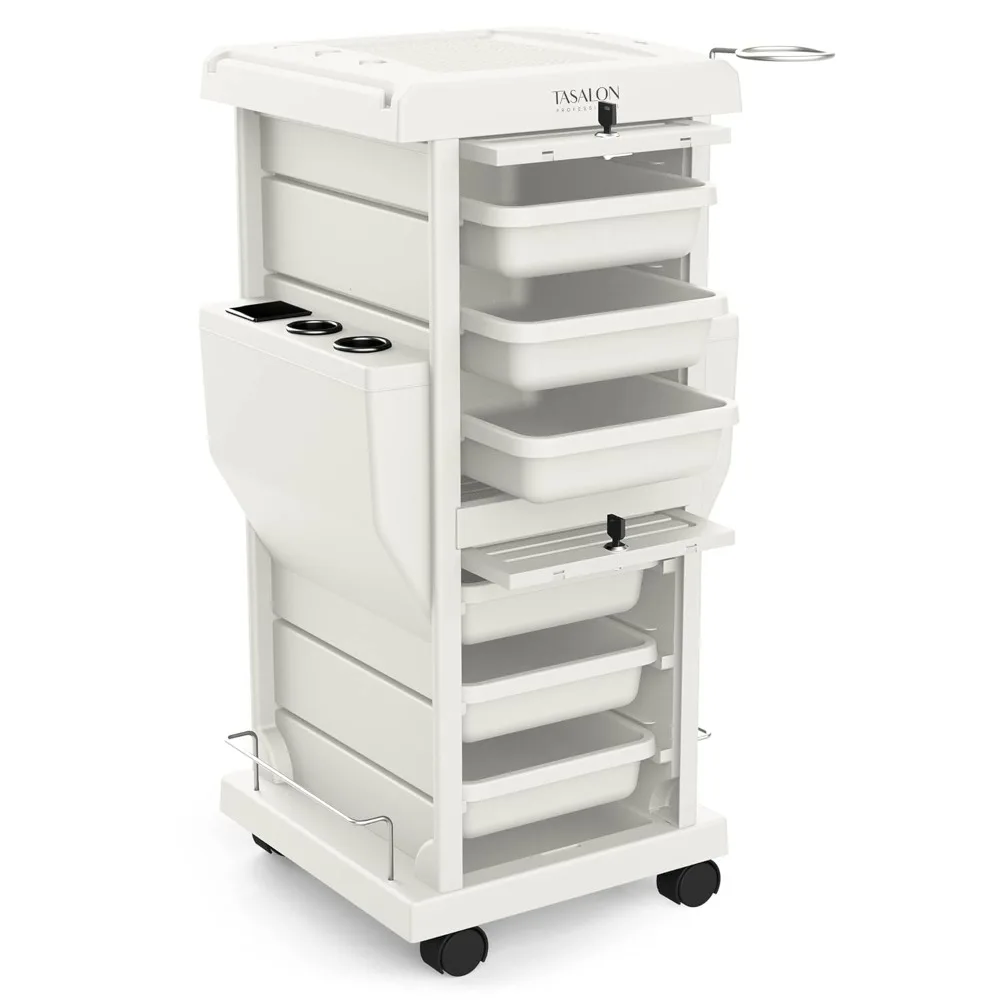 

Salon Trolley Cart for Salon Station,Space Saving Salons Rolling Cart for Extra Storage, Hair Salon Beauty Carts,White