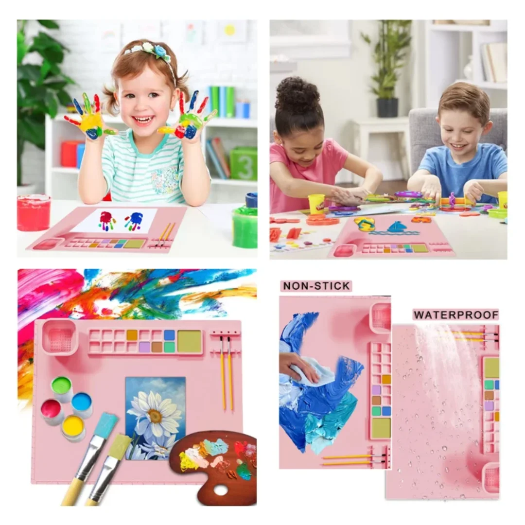 1PCS Silicone Painting Pad Brush Holder Crafts Silicone Pad Multifunctional Silicone Art Painting Art Clay Graffiti Mat Washable
